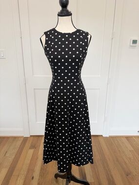⚫⚪ Calvin Klein Polka Dot Fit & Flare Dress Black/White Size 2 ⚪⚫